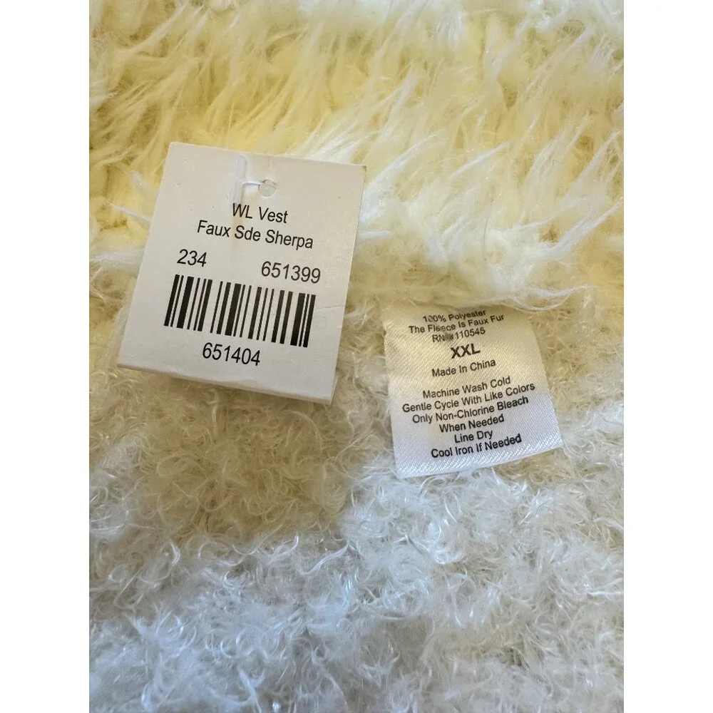 Faux Sherpa Vest With Brown Trim Comfy XXL - Picture 5 of 8